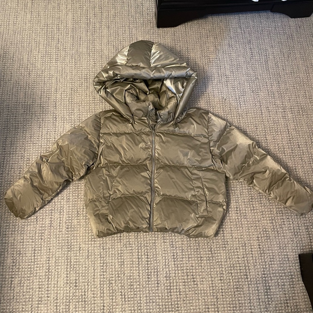 Bonpoint Shiny Silver Puffer Jacket